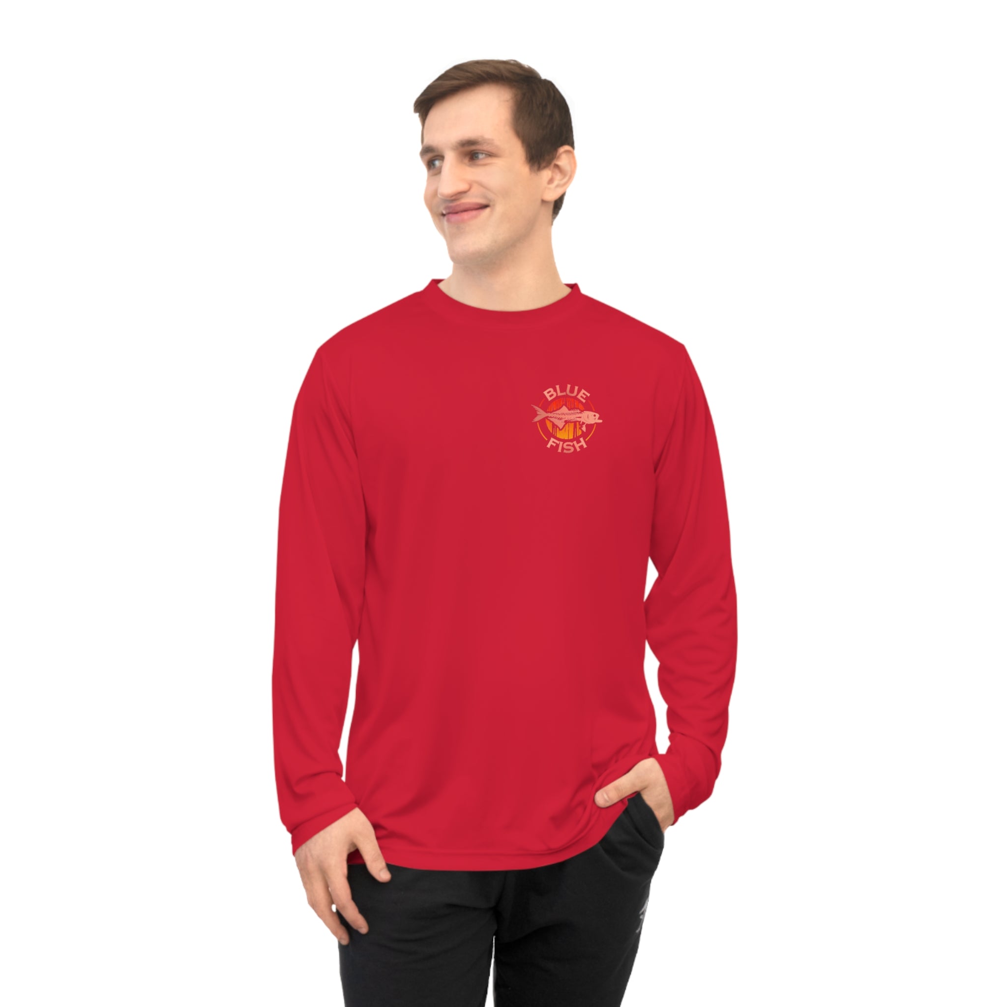 Performance Long Sleeve — 'Blue Fish' Tropical Fishing Logo Shirt