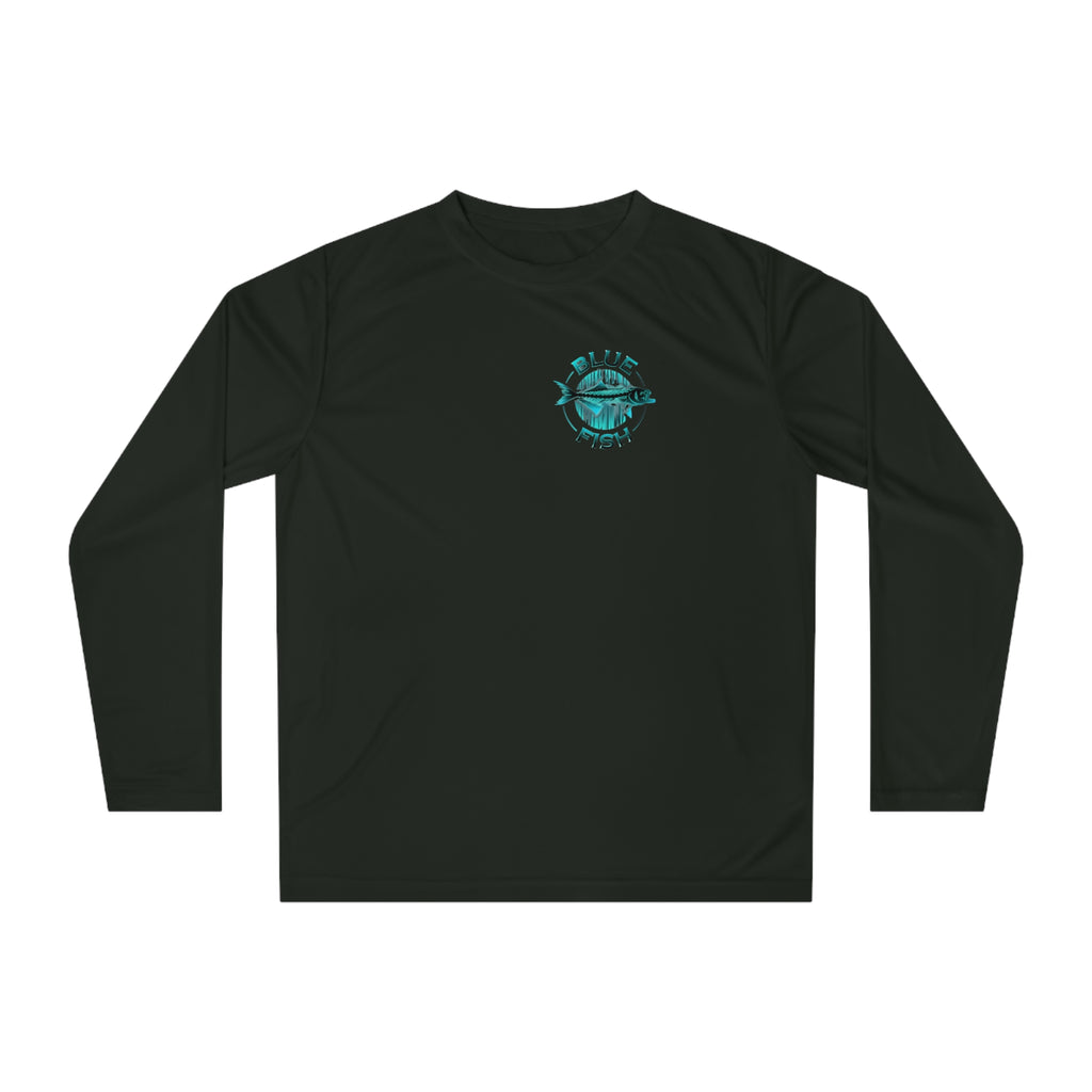 Performance Long Sleeve - Teal 'Blue Fish' Fishing Logo Shirt