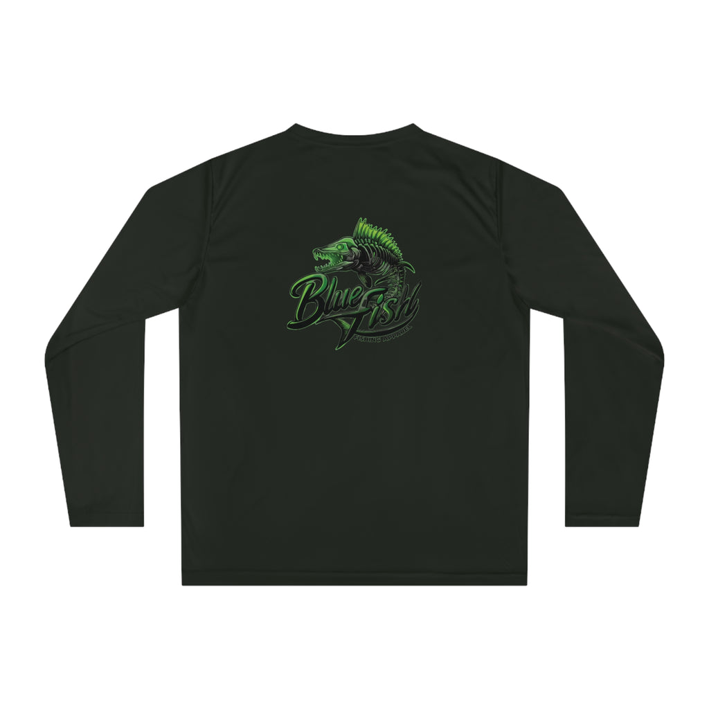 Bass Fishing Performance Long Sleeve Shirt — "Blue Fish" Logo