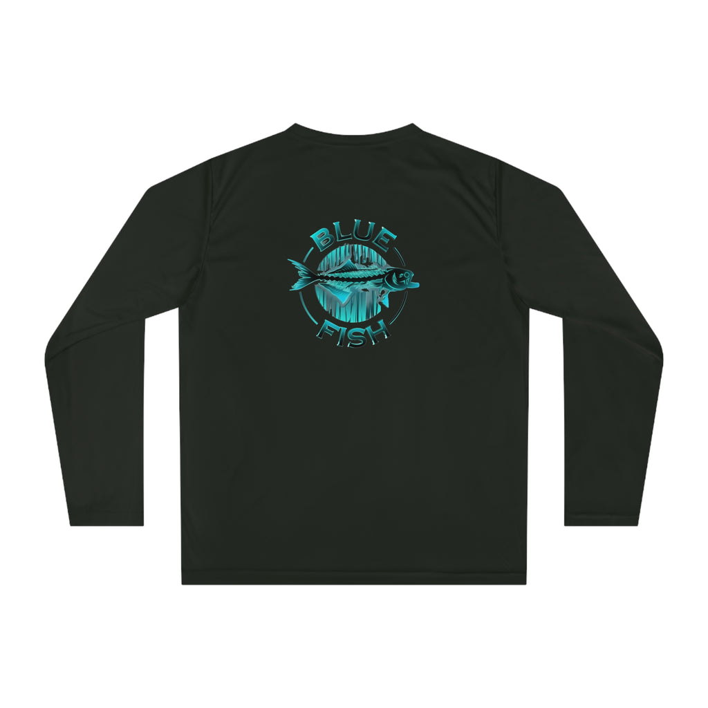 Performance Long Sleeve - Teal 'Blue Fish' Fishing Logo Shirt