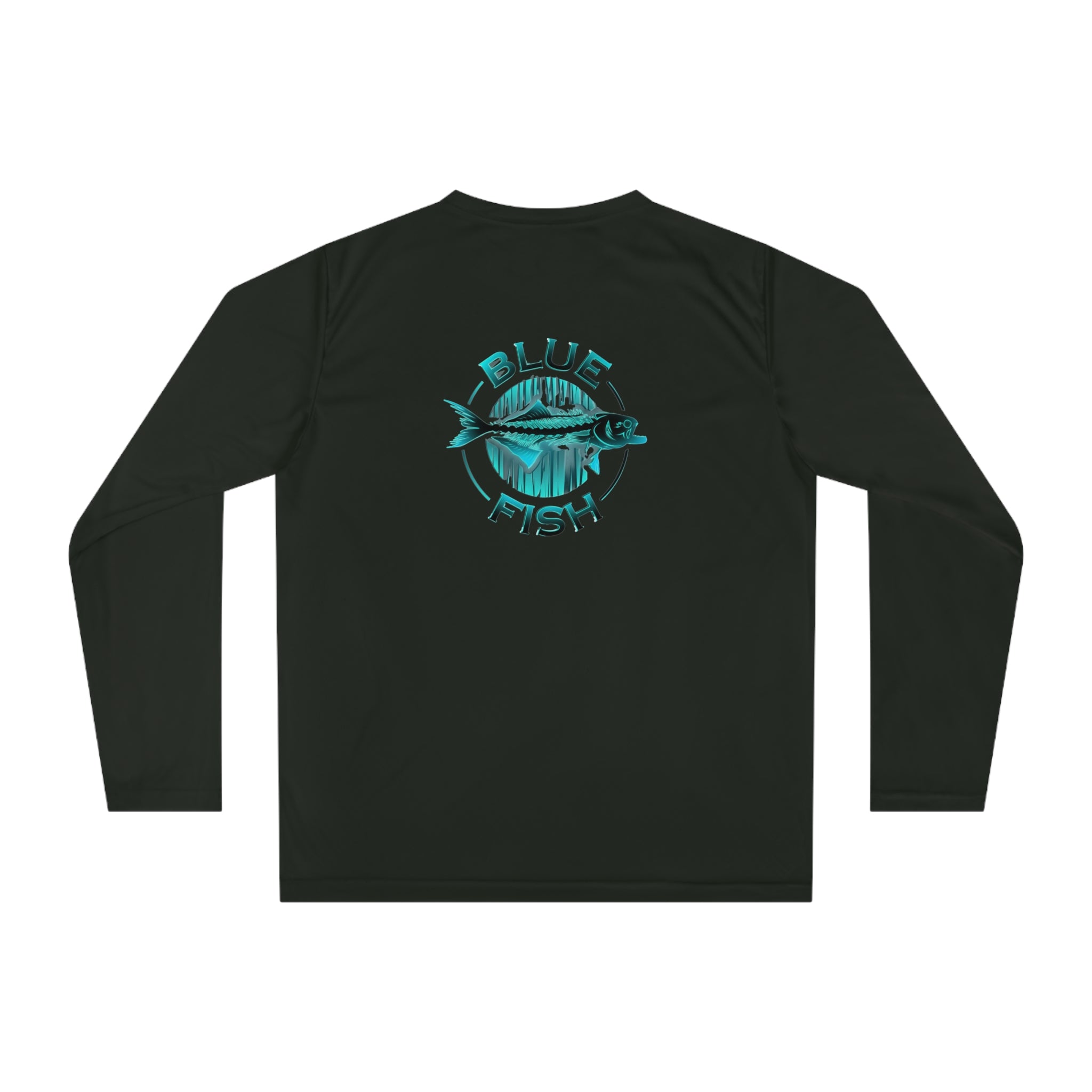 Performance Long Sleeve - Teal 'Blue Fish' Fishing Logo Shirt