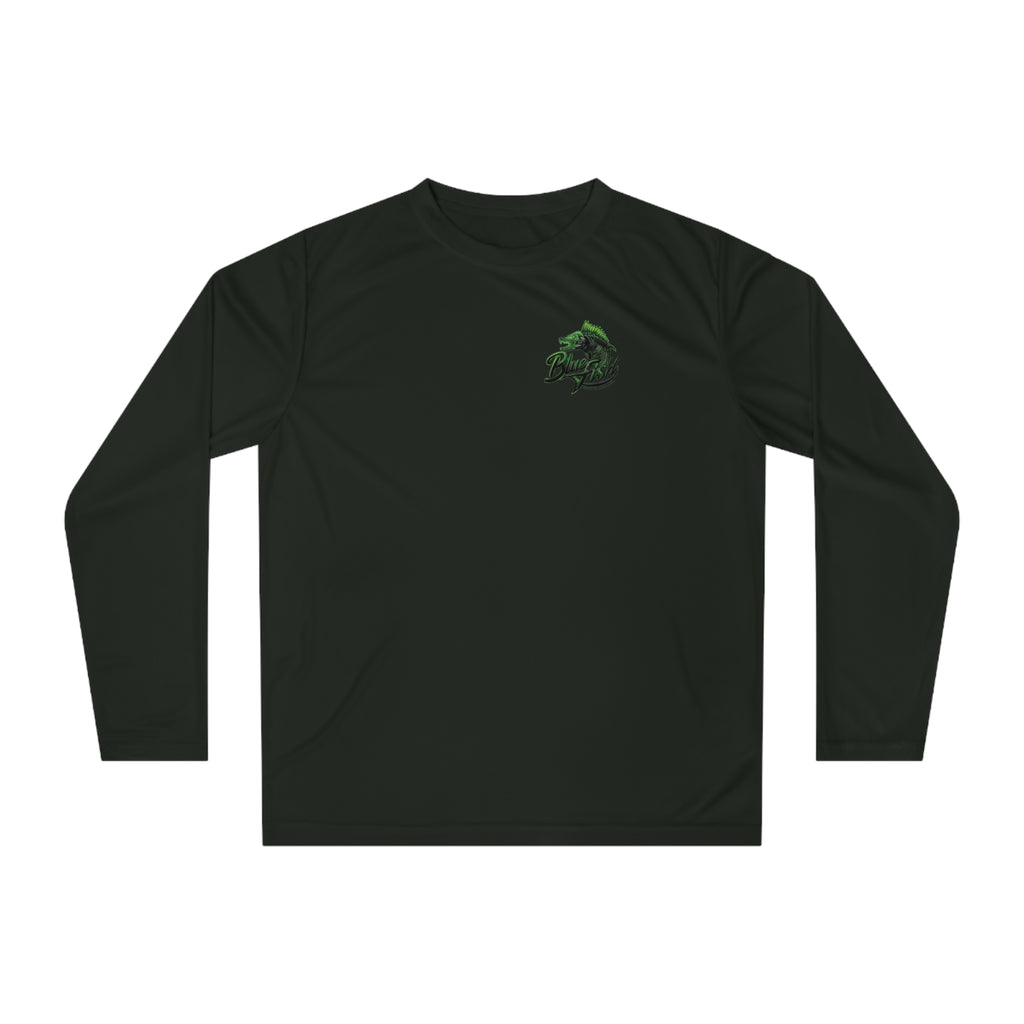 Bass Fishing Performance Long Sleeve Shirt — "Blue Fish" Logo
