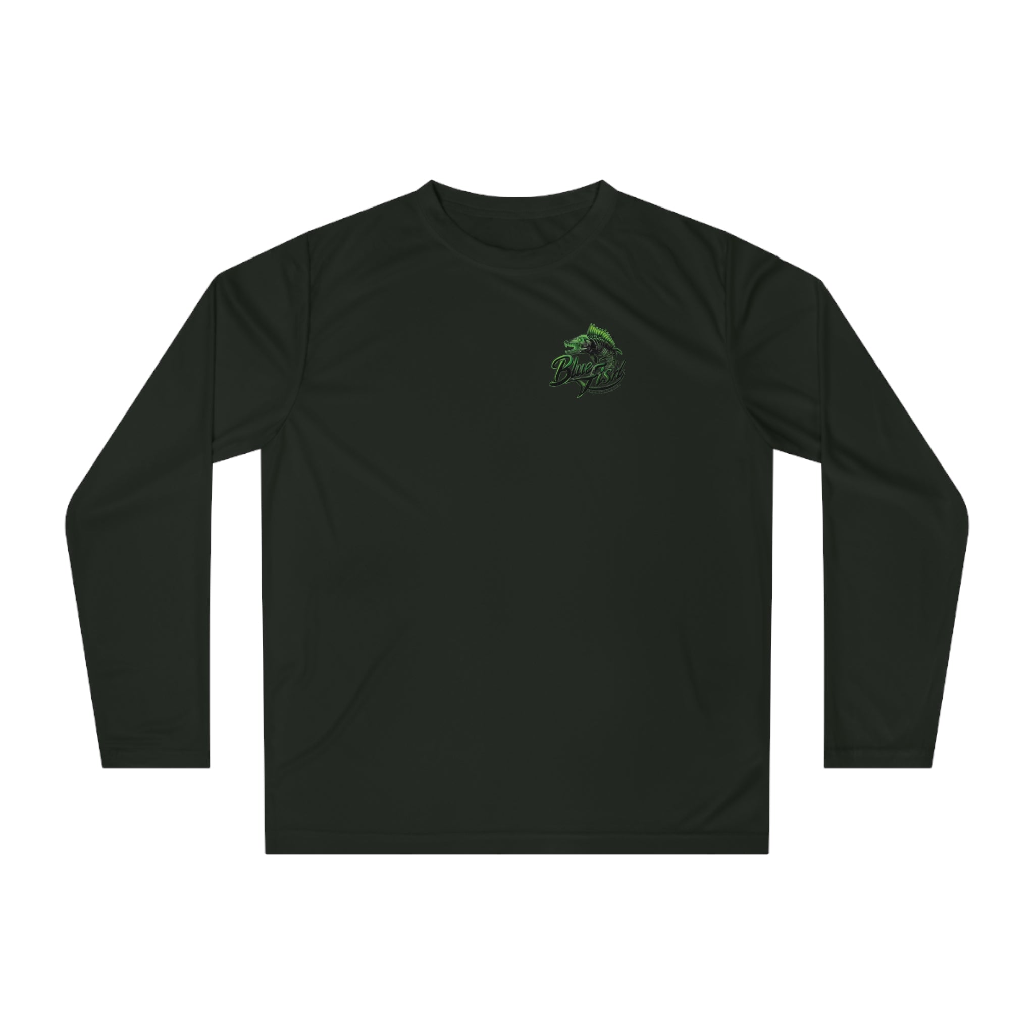Bass Fishing Performance Long Sleeve Shirt — "Blue Fish" Logo