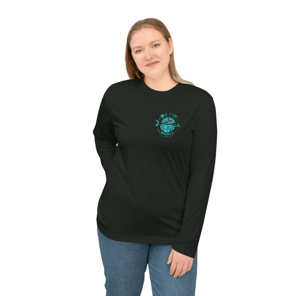 Performance Long Sleeve - Teal 'Blue Fish' Fishing Logo Shirt